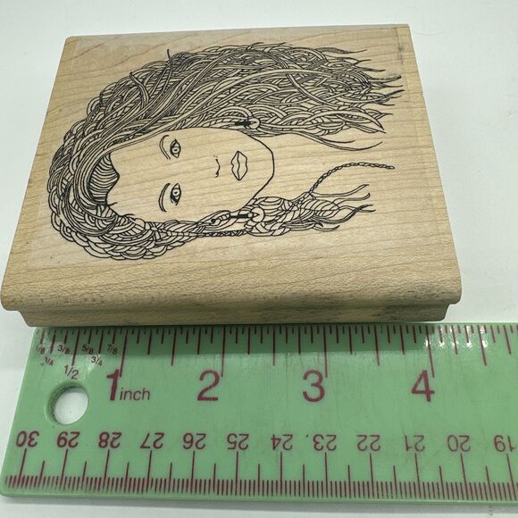 Mane Girl Woman Lots of Hair Amazing Detail Stamp Oasis 1512-1 Rubber Stamp HTF - Picture 7 of 7